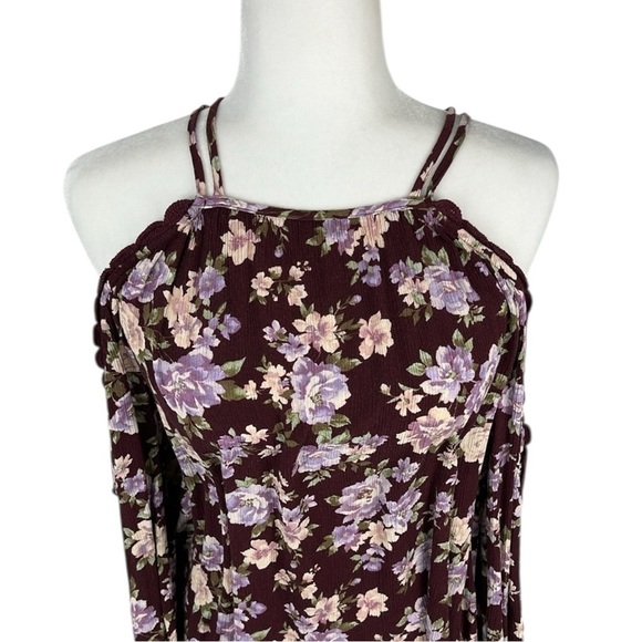 American Eagle Floral Cold Shoulder Top Size S - Picture 2 of 6